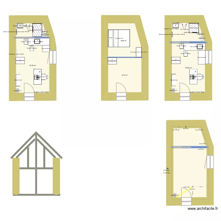 la petite maison 2. Plan de 8  et 74 m²