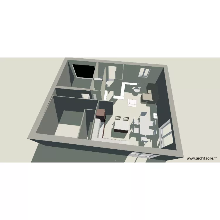 RDC. Plan de 1 Pièce et 71 m²
