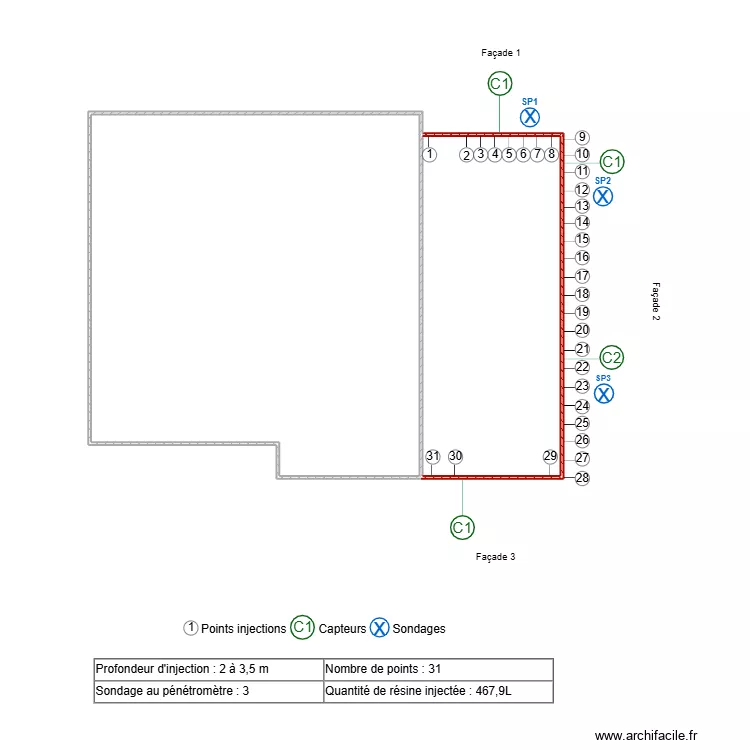 SPORNY. Plan de 2 pièces et 71 m²