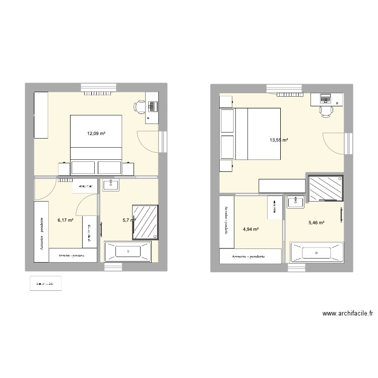 Extension. Plan de 6 pièces et 48 m2