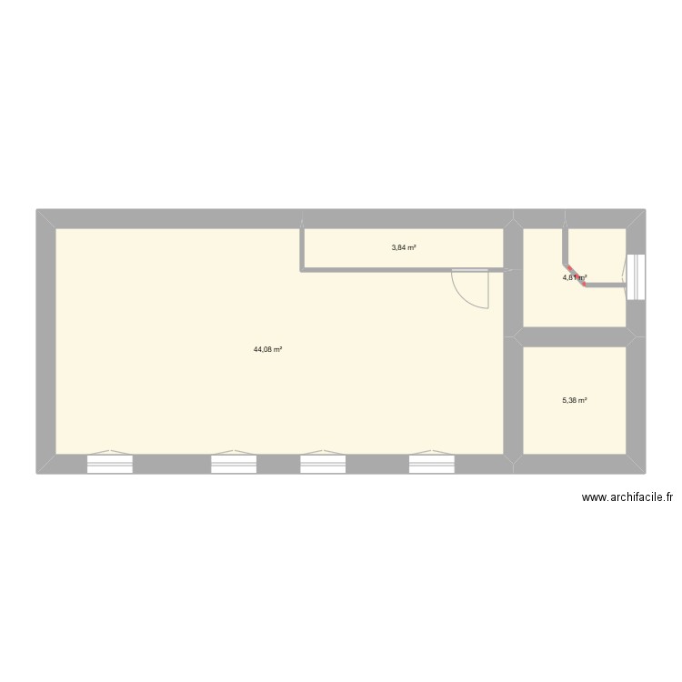 Reno. Plan de 4 pièces et 58 m2