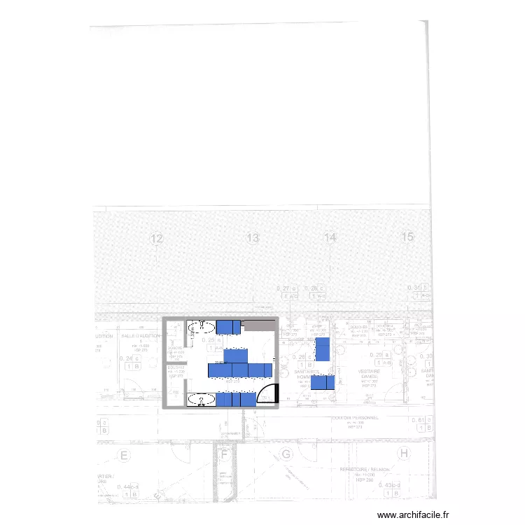 Vestiaire RDC actuel. Plan de Vestiaire RDC actuel. Plan de