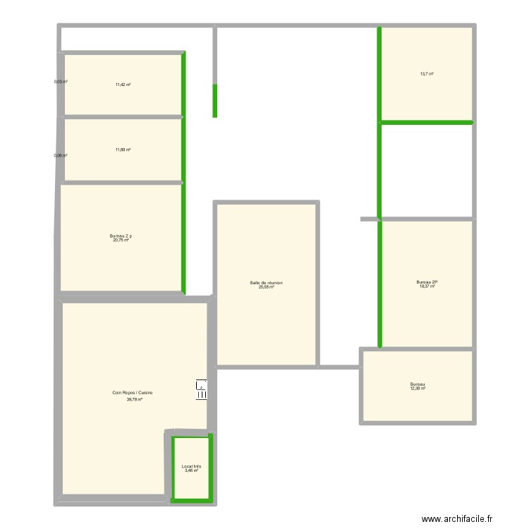 Locaux Concorde. Plan de 13 pièces et 173 m2