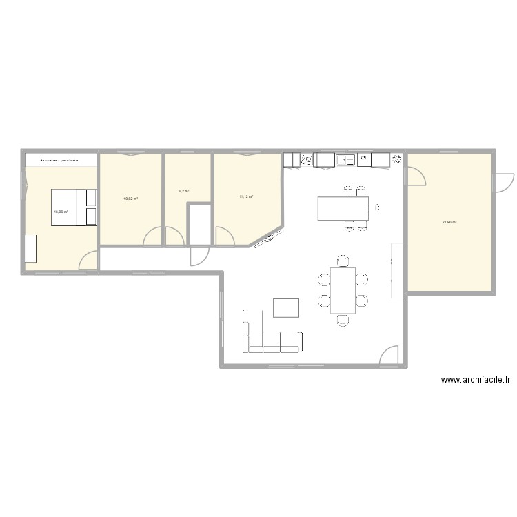 Maison. Plan de 5 pièces et 66 m2