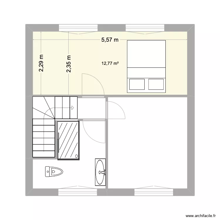 Plan combles version 2 chambres. Plan de 