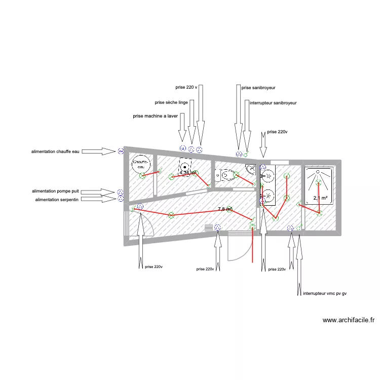 exten elec. Plan de 3  et 14 m²