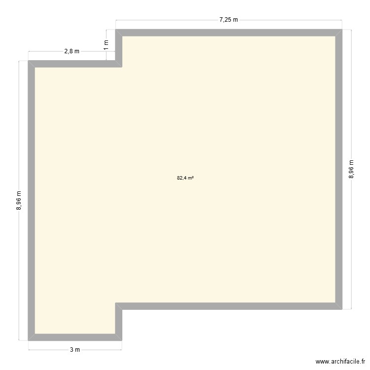 romain2. Plan de 1 pièce et 82 m2