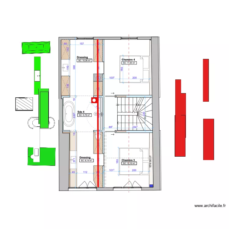 suite par 2 sdb colonne?. Plan de 