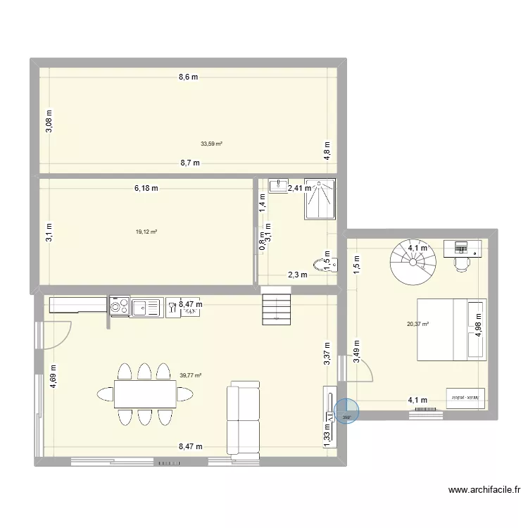 EXT 3. Plan de 4  et 113 m²