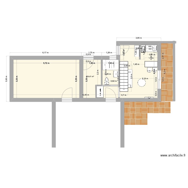 PLAN CICI. Plan de 1 pièce et 44 m2