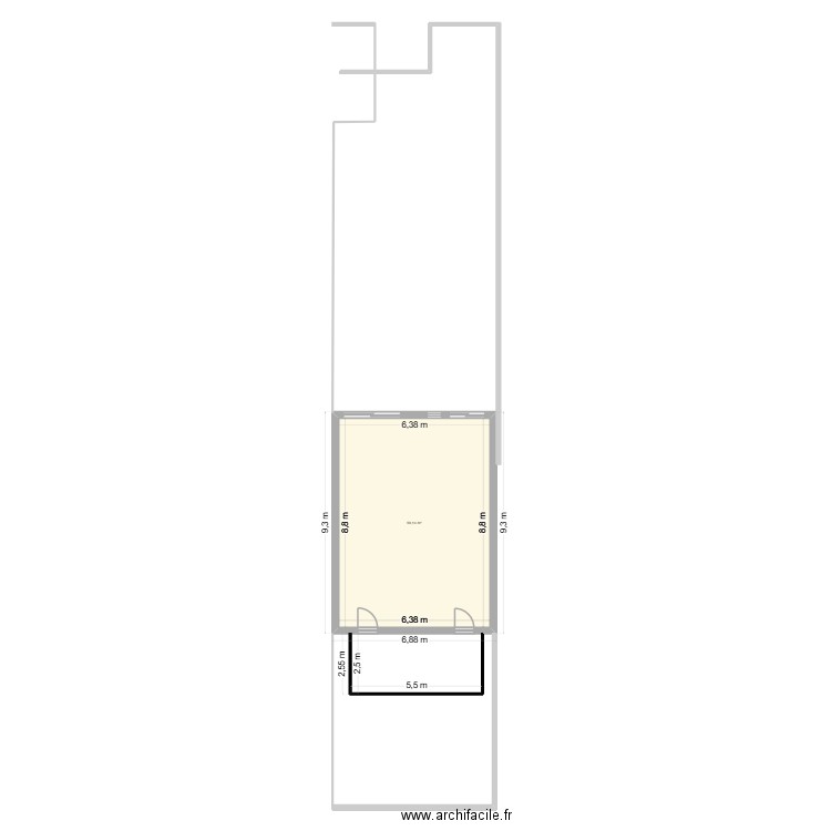 croquis ID school. Plan de 1 pièce et 56 m2