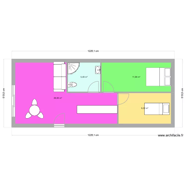 YANN. Plan de 4  et 53 m²