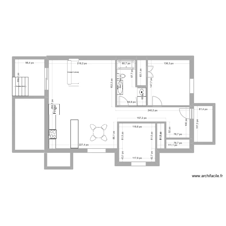 duplex cuisine 2. Plan de 6  et 96 m²