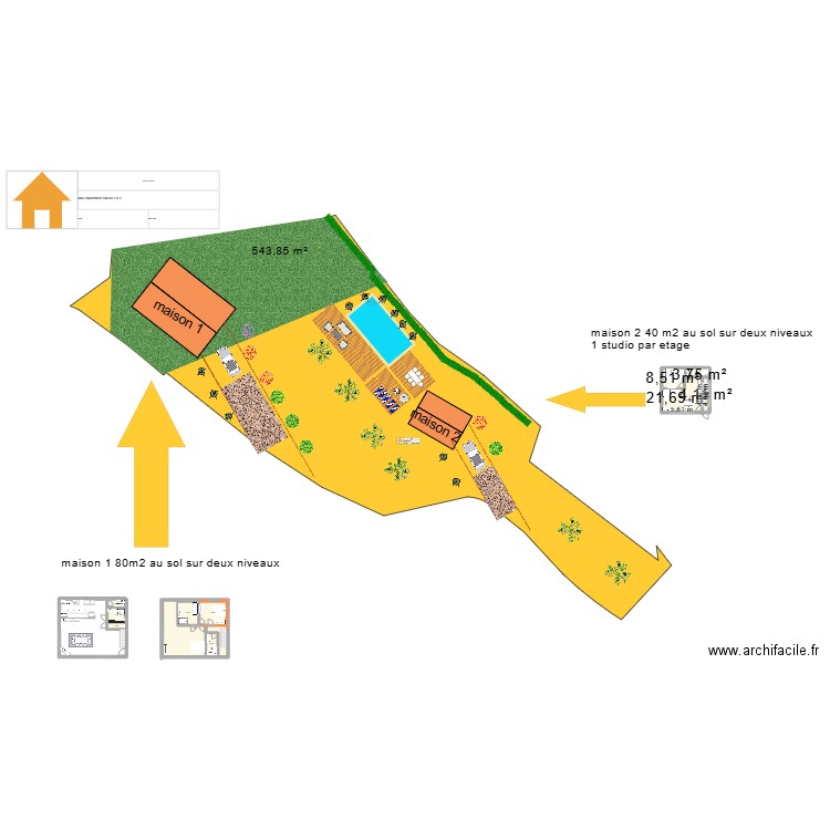 maison 12. Plan de 24 pièces et 299 m2