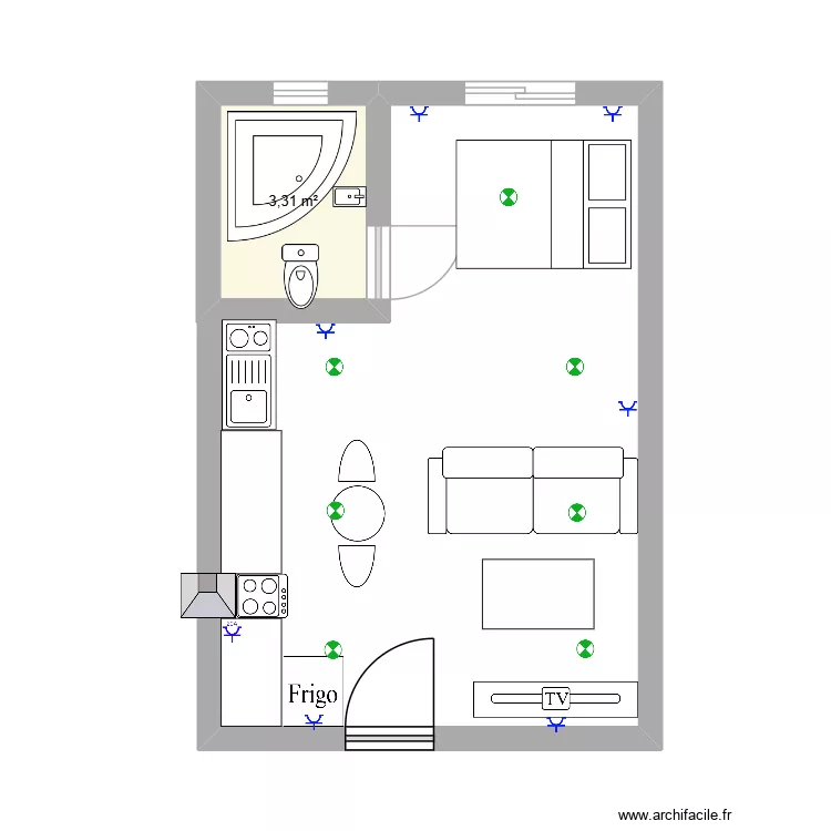 LAMBO. Plan de 1  et 3 m²