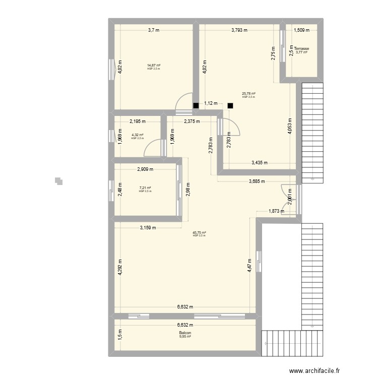 ousa2.. Plan de 7 pièces et 112 m2