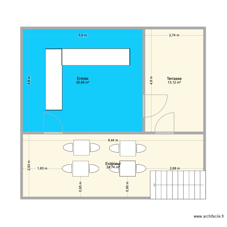 plan demo. Plan de 3 pièces et 65 m2