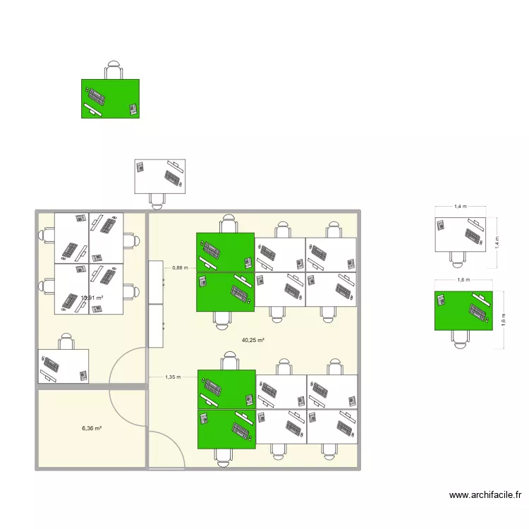 Bât. G_bureaux60. Plan de 3 Pièces et 61 m² Bât. G_bureaux60. Plan de 3 Pièces et 61 m²