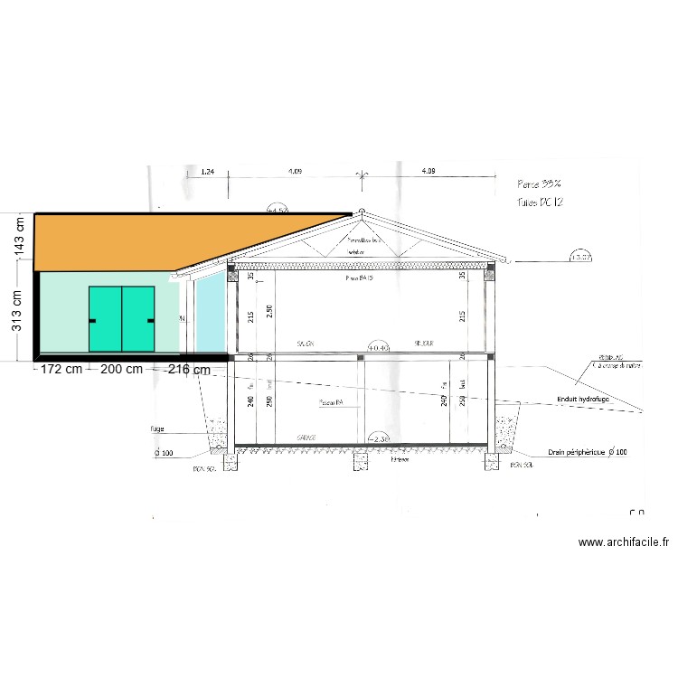 plan de coupe sud est 2. Plan de 0 pièce et 0 m2