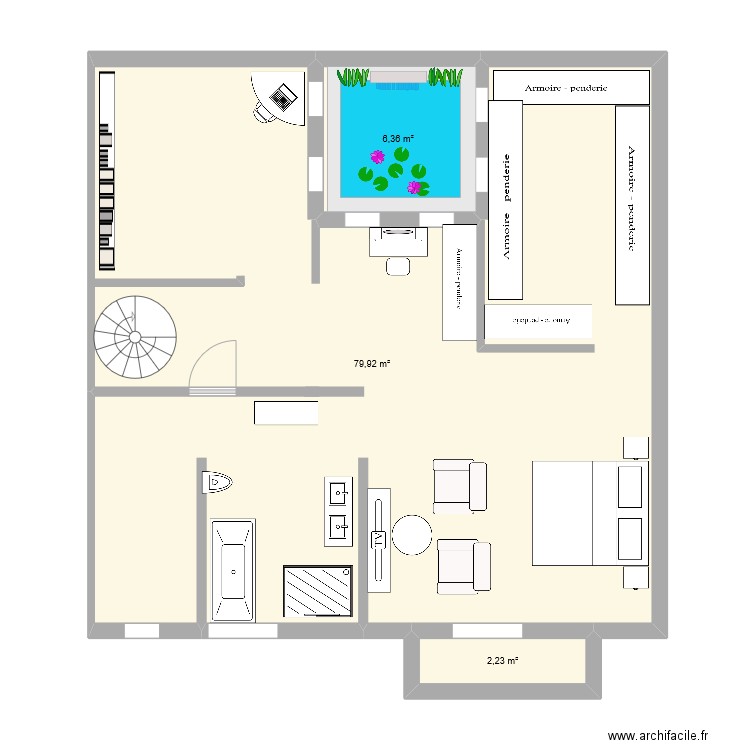 agadir 2eme ét. Plan de 3 pièces et 89 m2