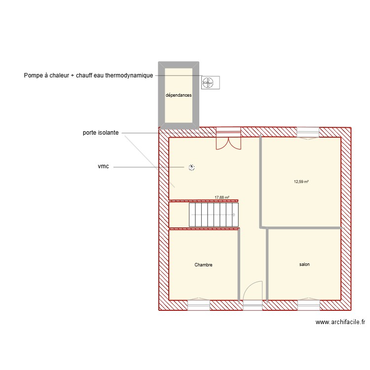 LE POTTIER étape 2 RDC. Plan de 5 pièces et 51 m2