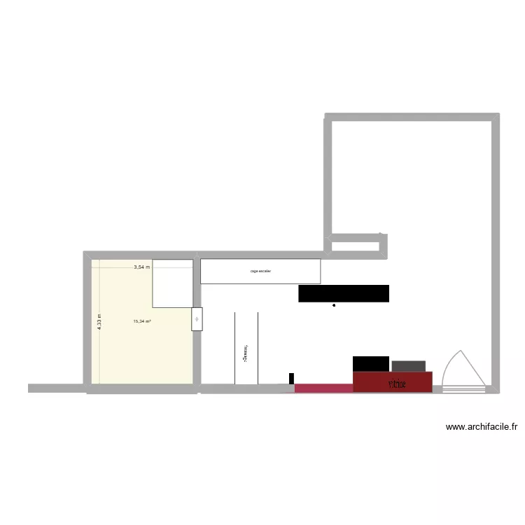 boutique Arthur. Plan de 1  et 15 m²