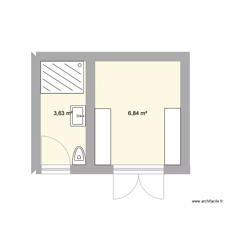 Studio Jardin. Plan de 2  et 10 m²