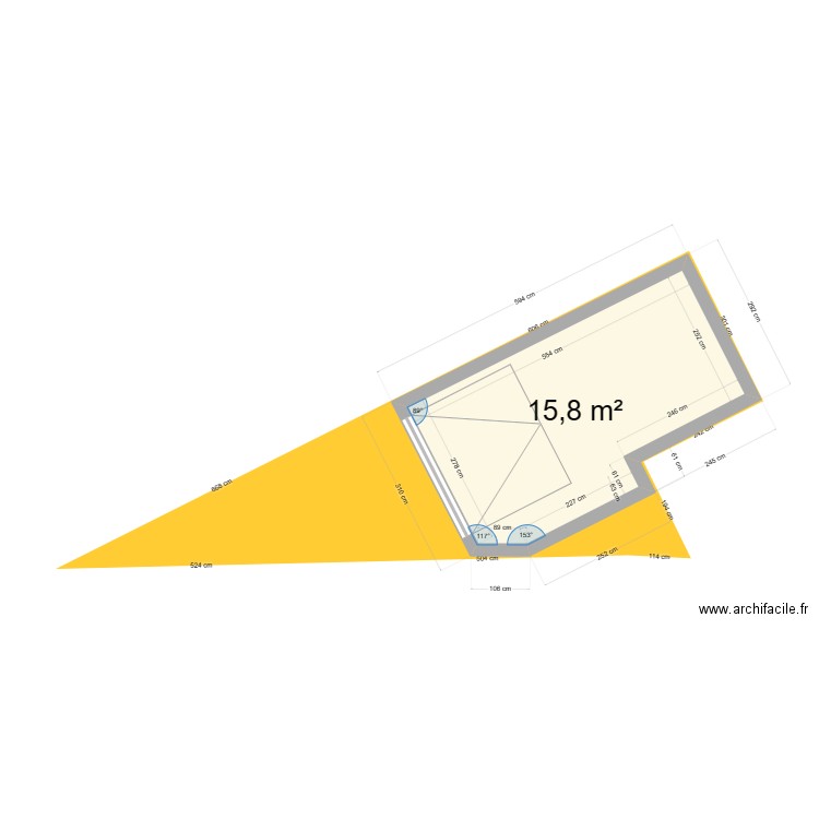 Plan 2. Plan de 1 pièce et 16 m2