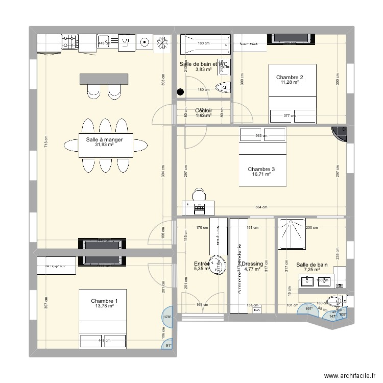 Ambre V3. Plan de 9 pièces et 96 m2