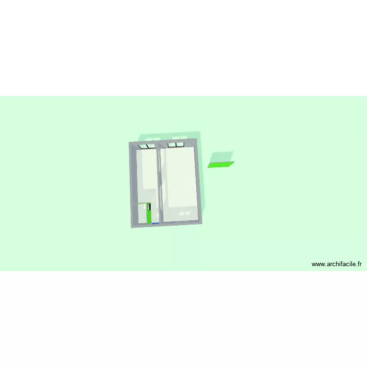 bret. Plan de 2 pièces et 65 m²