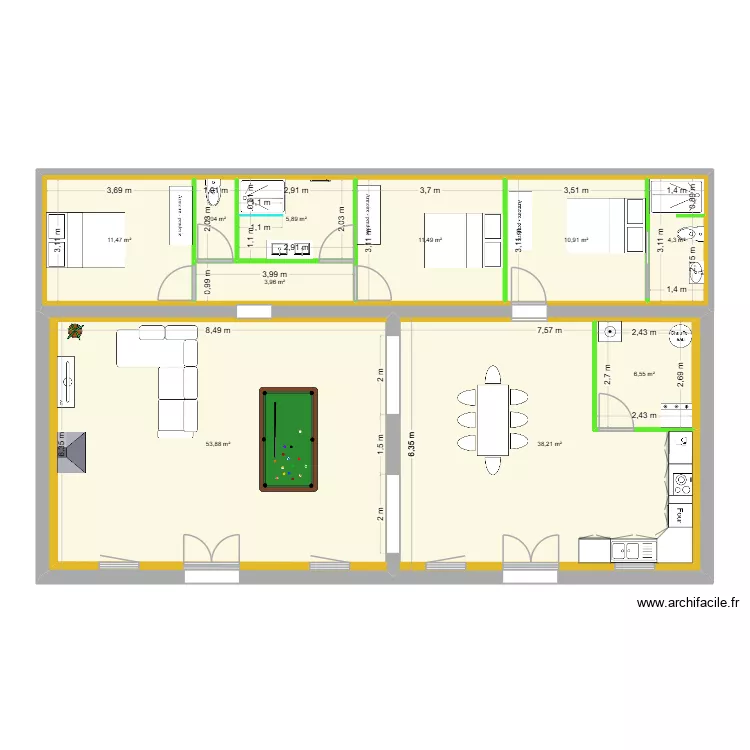 LEVASSEUR  Dominique. Plan de 11  et 213 m²