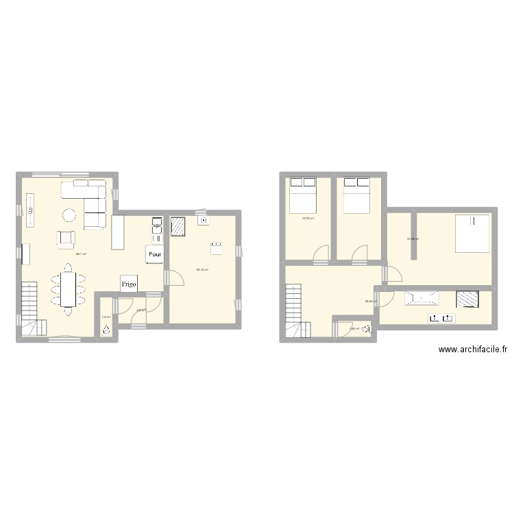 maison. Plan de 8 pièces et 144 m2