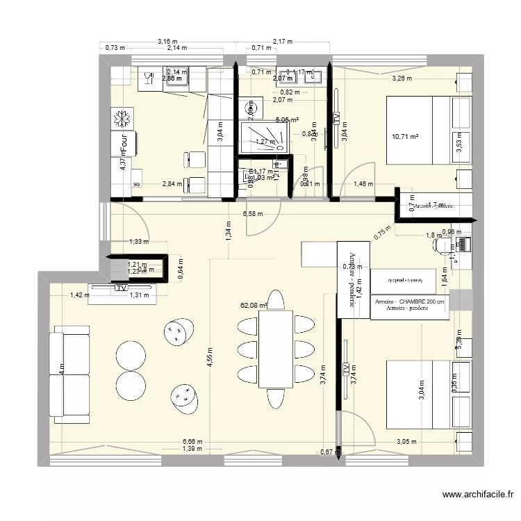GAUTIER papa 11 armoire salon cuisine\'modif bureau. Plan de 4  et 79 m²