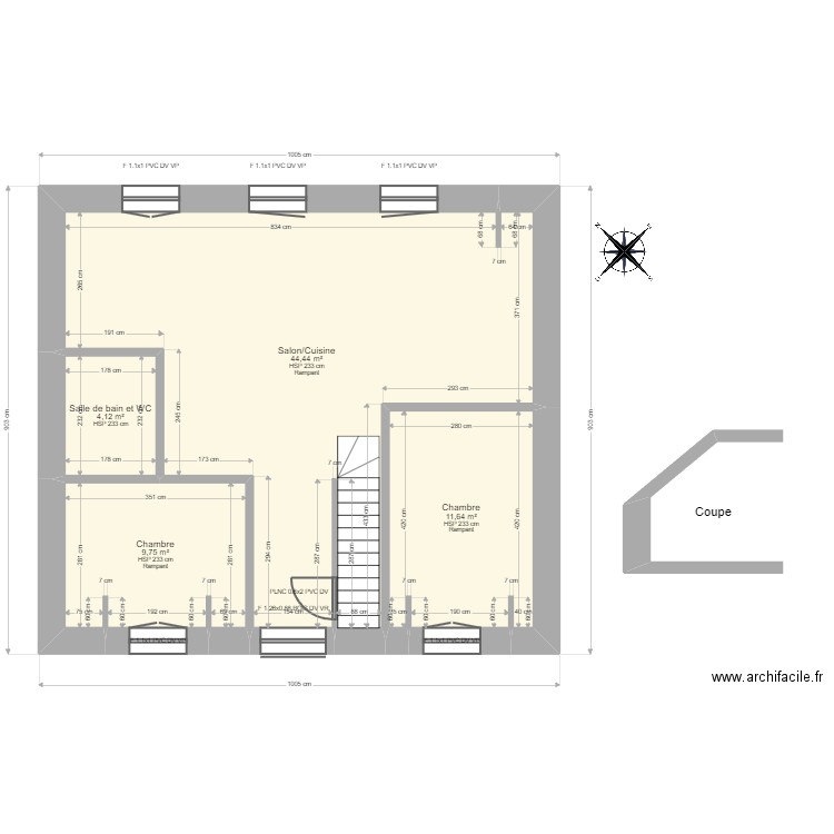 ML24005934 MICHELER. Plan de 4 pièces et 70 m2