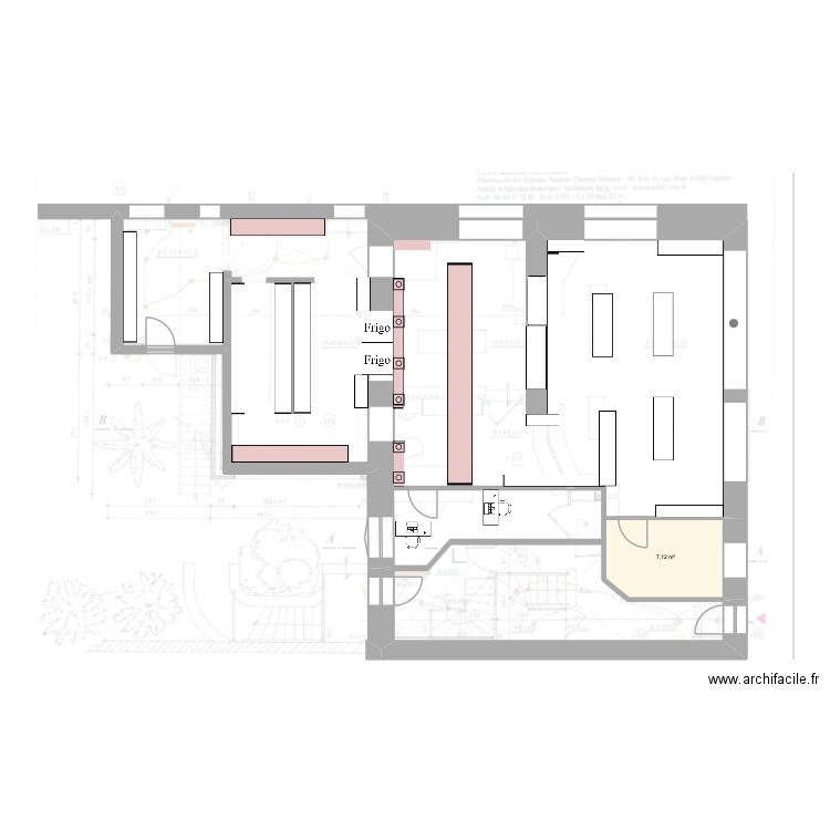 Plan pharmacie ancienne 8. Plan de 1 pièce et 7 m2