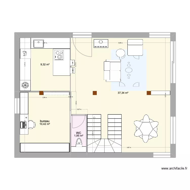 CHALET 2. Plan de 13  et 117 m²