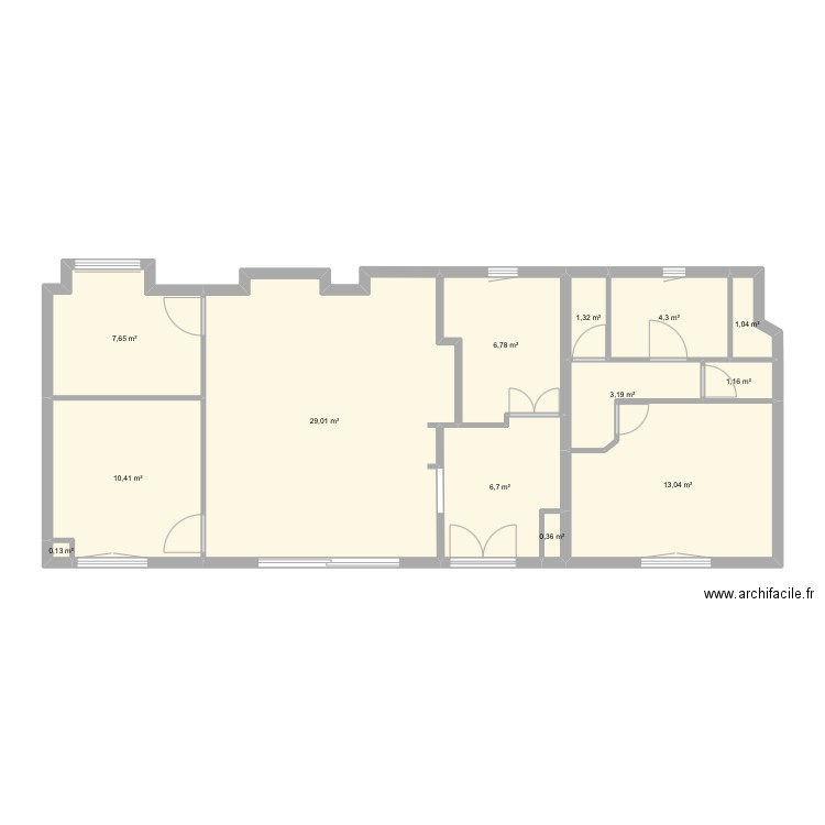Rénovation Nanée. Plan de 13 pièces et 85 m2