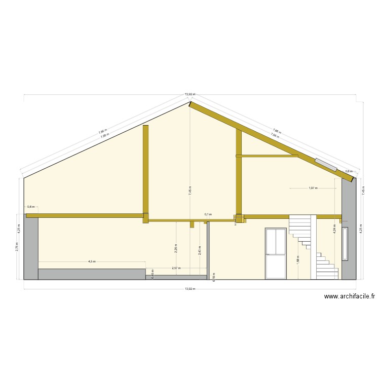 coupe. Plan de 0 pièce et 0 m2