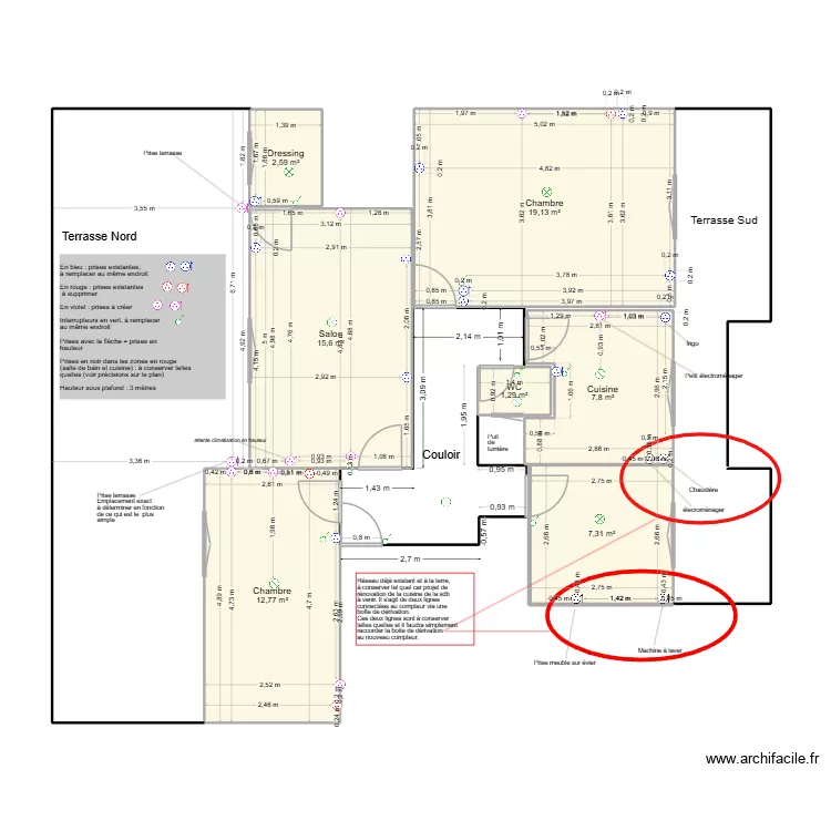 Appart Bellecour plan &eacute;lectricit&eacute; pour artisans v2. Plan de 7  et 66 m²