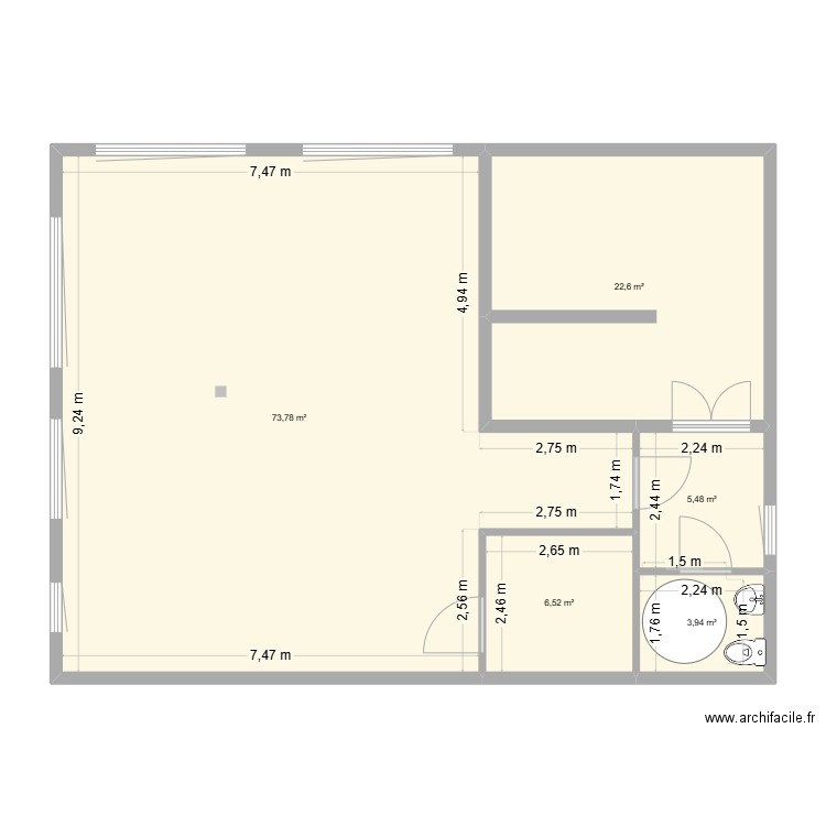 ETAGE. Plan de 5 pièces et 112 m2