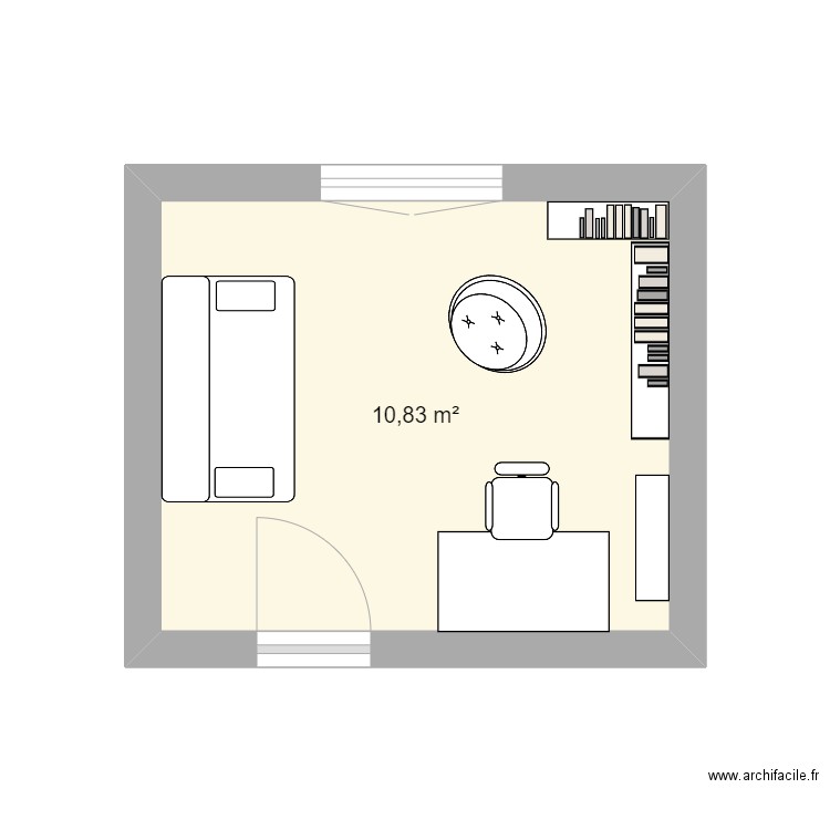 Bureau / chambre d'amis. Plan de 1 pièce et 11 m2