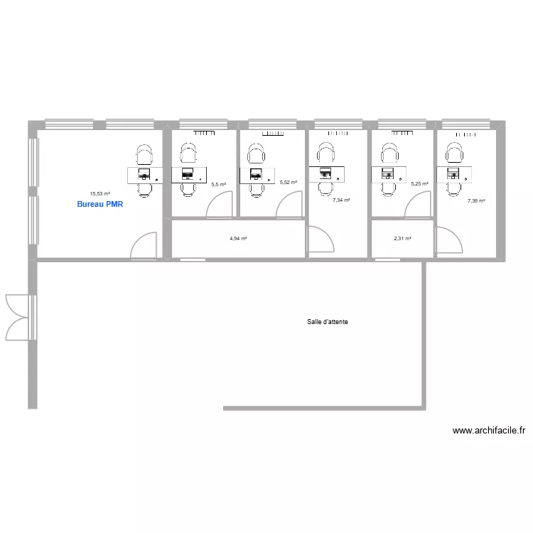 CPAS INSERTION. Plan de 8 pièces et 54 m²
