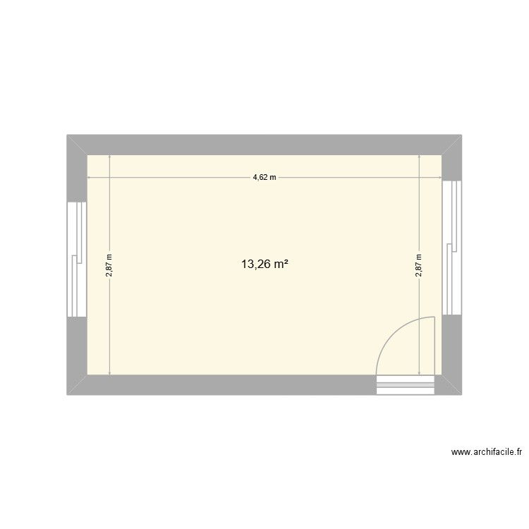 Chambre principale. Plan de 1 pièce et 13 m2