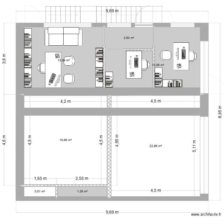 Locaux de l'exploitant - Rénovation. Plan de 20 pièces et 146 m2