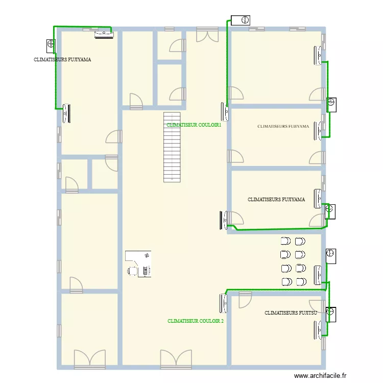 Plan de Climatisation RDC. Plan de 12  et 343 m²