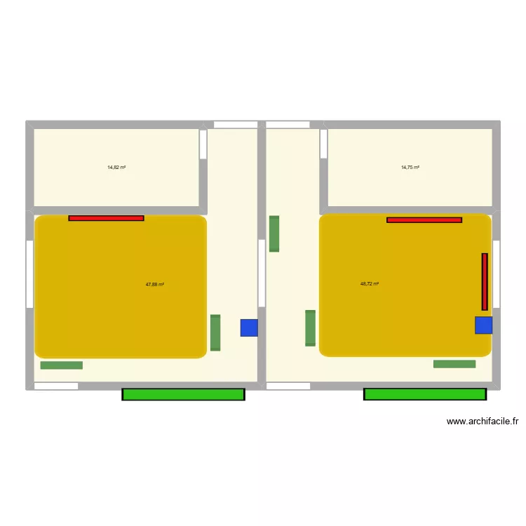 plan loges des Koudous. Plan de 4  et 126 m²