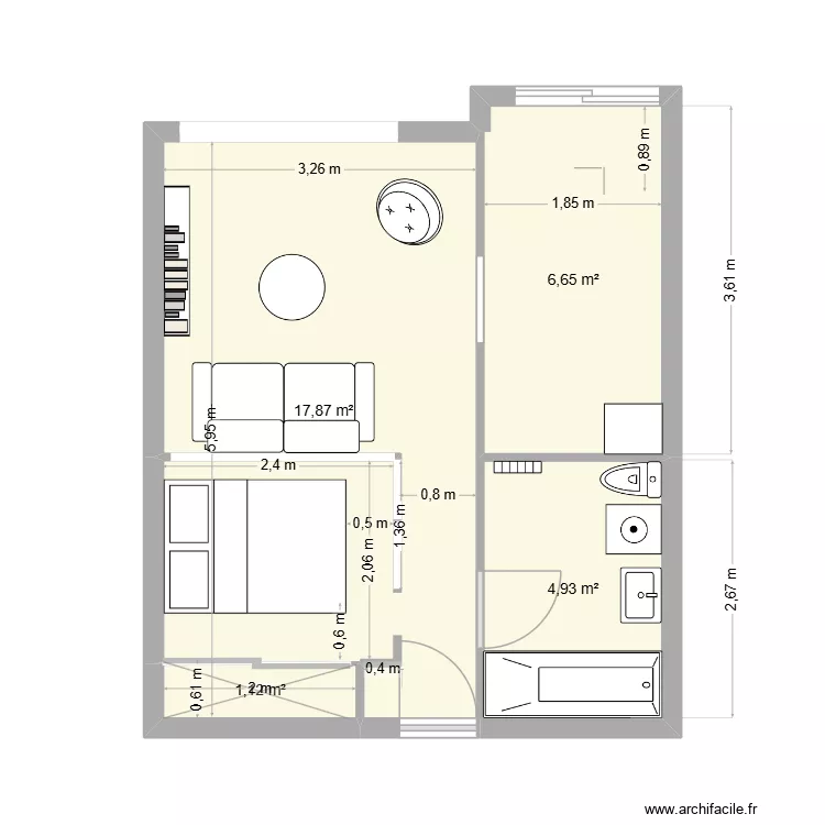 appart_perrine 5 juillet. Plan de 4  et 31 m²