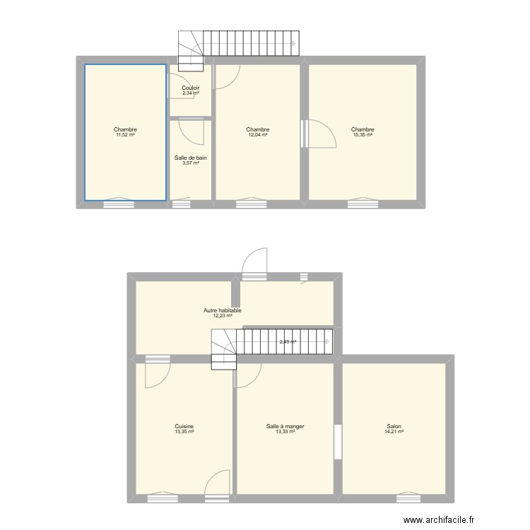 Sablé sur sarthe. Plan de 10 pièces et 100 m2