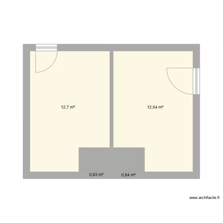 chambre du bas 01. Plan de 4 pièces et 27 m²