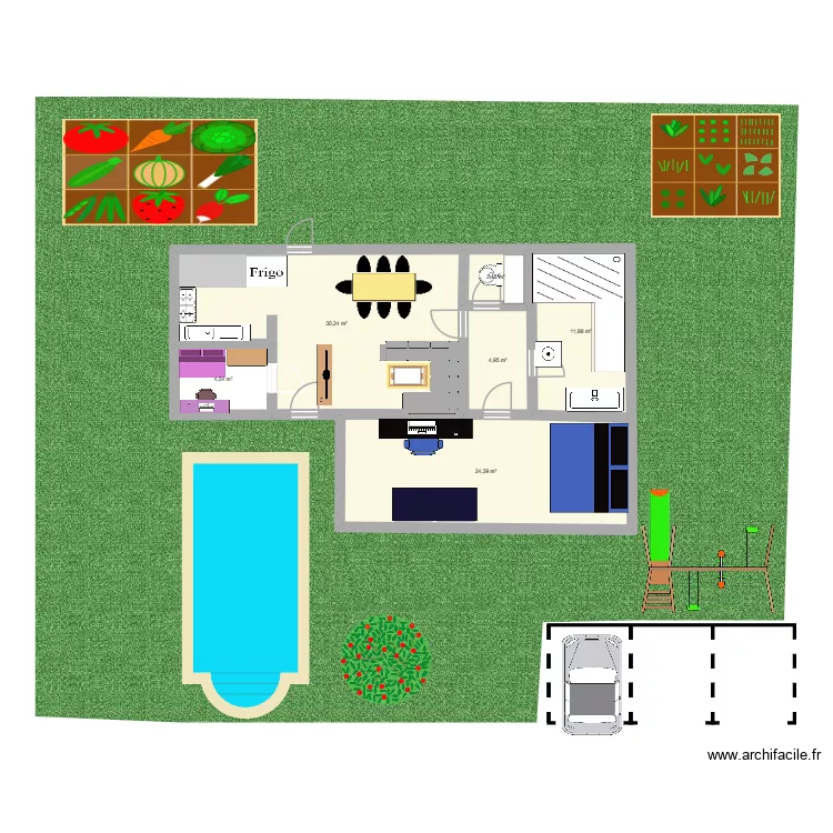 maison. Plan de 6 pièces et 78 m²